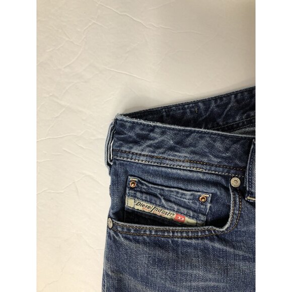 Diesel Industry Zathan Mens 28x25 Blue Denim Jeans Regular Bootcut Hemmed - Picture 7 of 8